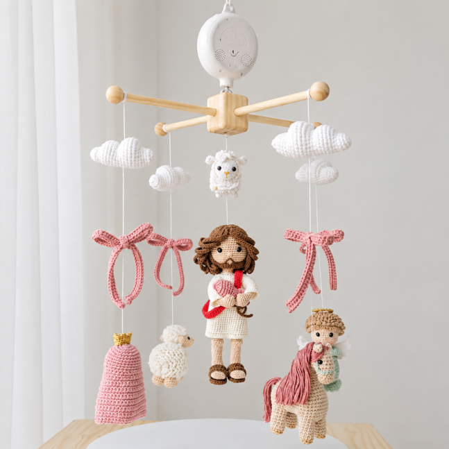 Móbile de Berço O Colo que Acalma | Decoração Religiosa para Bebê