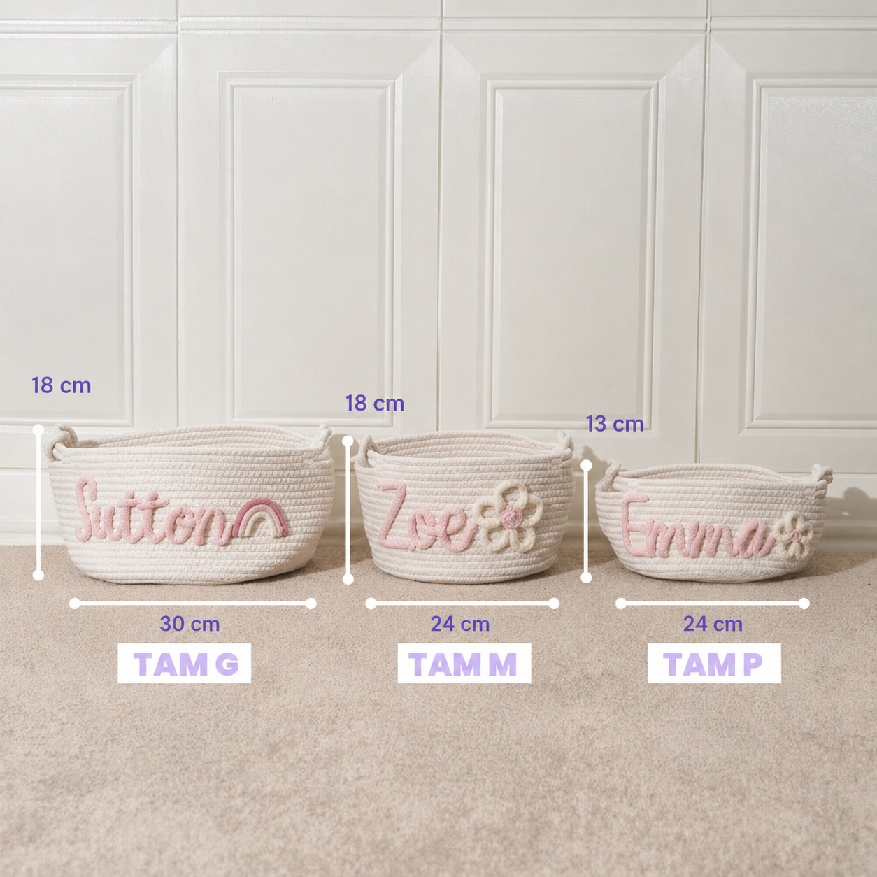 Cesto Tricot Personalizado | Organizador Infantil com Nome do Bebê - Imagem 3