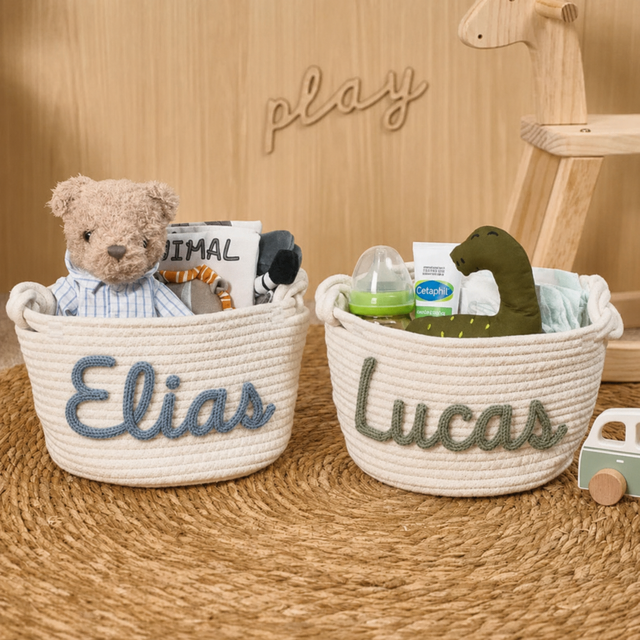 Cesto Tricot Personalizado | Organizador Infantil com Nome do Bebê - Imagem 5